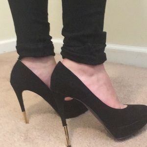 Black Faux Suede Heels